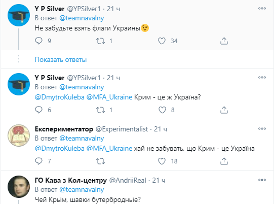 В соцсетях возмущены призывом выйти за Навального в Симферополе. Скриншот https://twitter.com/teamnavalny/status/1351923712728174594