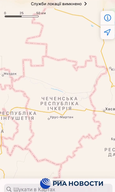 Как Чечня отображается в картах