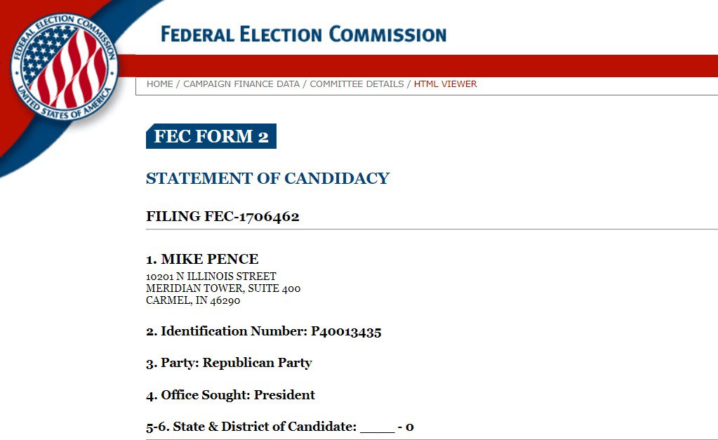 Майк Пенс будет участвовать в выборах президента США