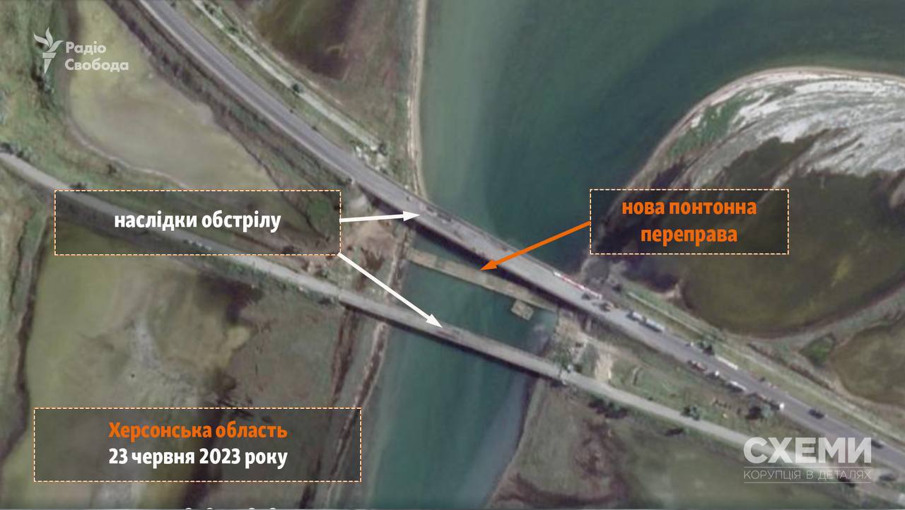 Росія встановила понтонну переправу поряд із Чонгарським мостом