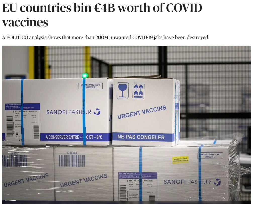 ЕС утилизировал вакцин от коронавируса на 4 млрд евро