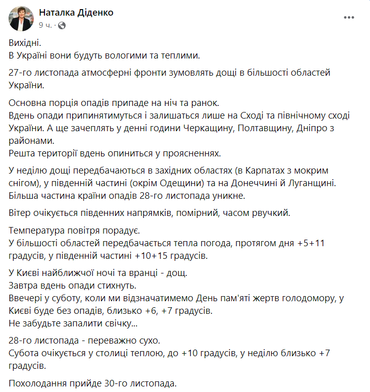 Прогноз Натальи Диденко