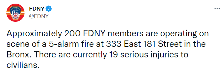 Страшный пожар в Нью-Йорке