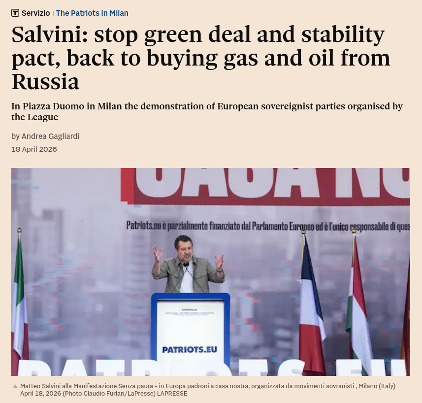 Снимок заголовка на ilsole24ore.com &ndash; 
