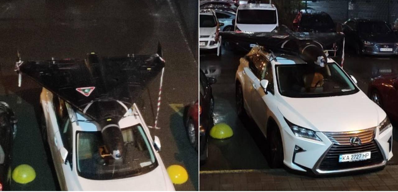 Фото автомобиля с российским "Шахедом" на крыше. Источник - Телерам