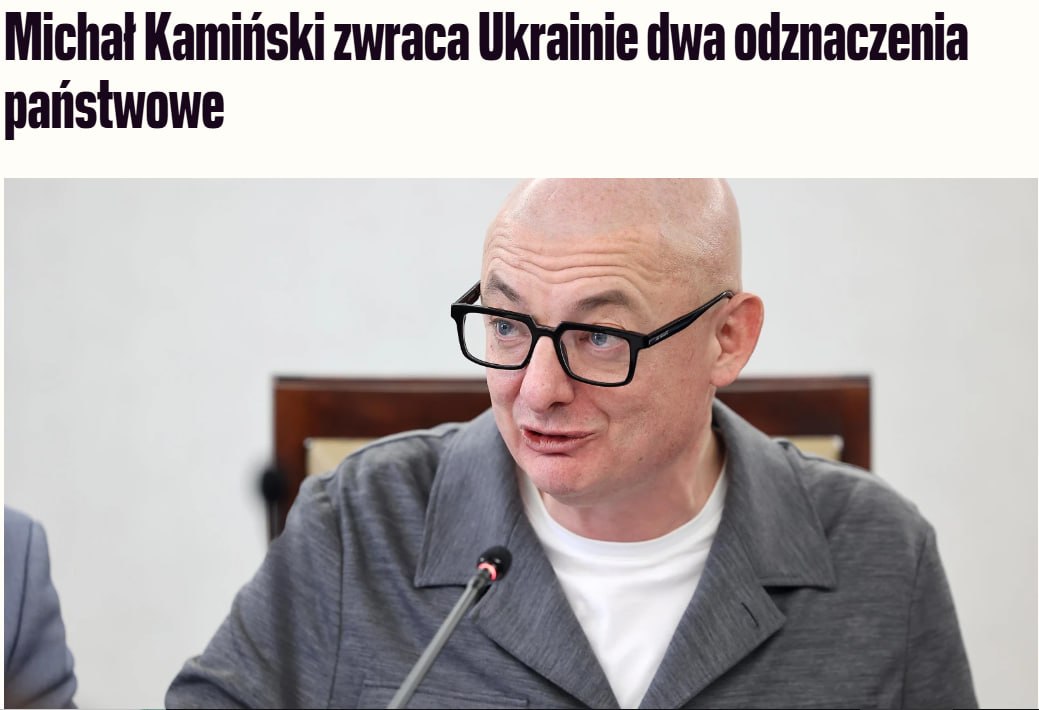 Знімок заголовка на 300polityka.pl – Віце-маршал Сенату Польщі Міхаль Камінський повернув нагороди Україні