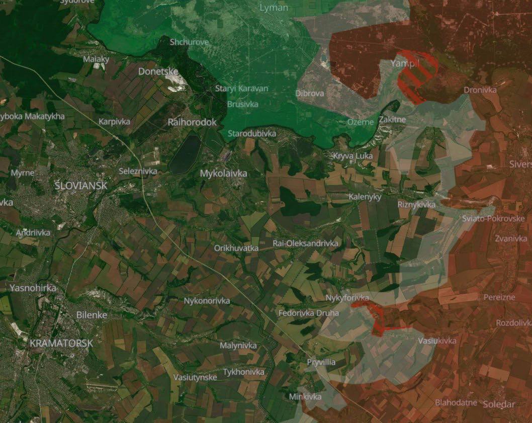 Ямполь Донецкой области. Карта боевых действий. Источник - DeepState