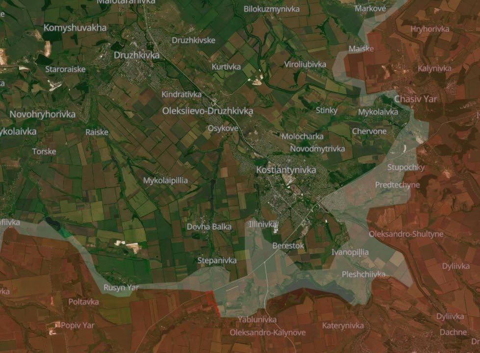 Константиновка Донецкой области. Карта боевых действий. Источник - DeepState