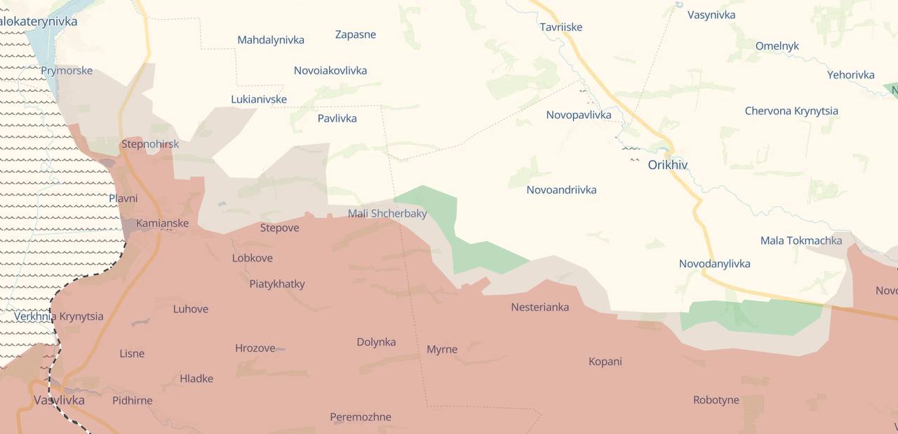 Орехов Запорожской области. Карта боевых действий. Источник – Телеграм