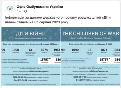 В Украине считаются пропавшими более тысячи детей