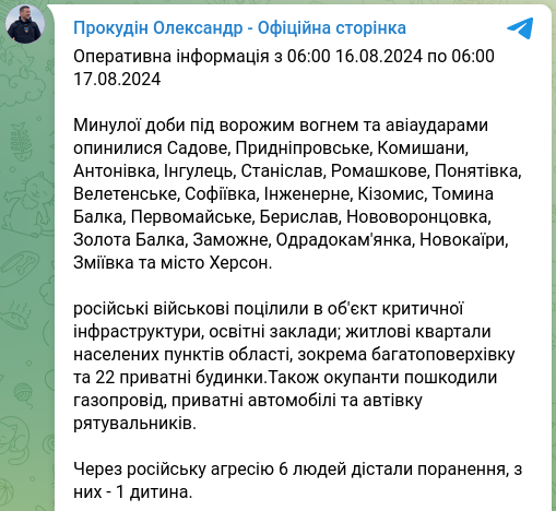 Знімок повідомлення у Телеграм