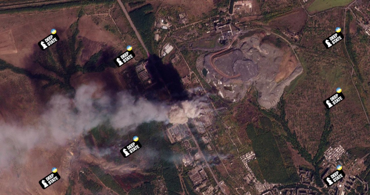 Спутниковое фото с дымом и пожаром. Источник - Телеграм