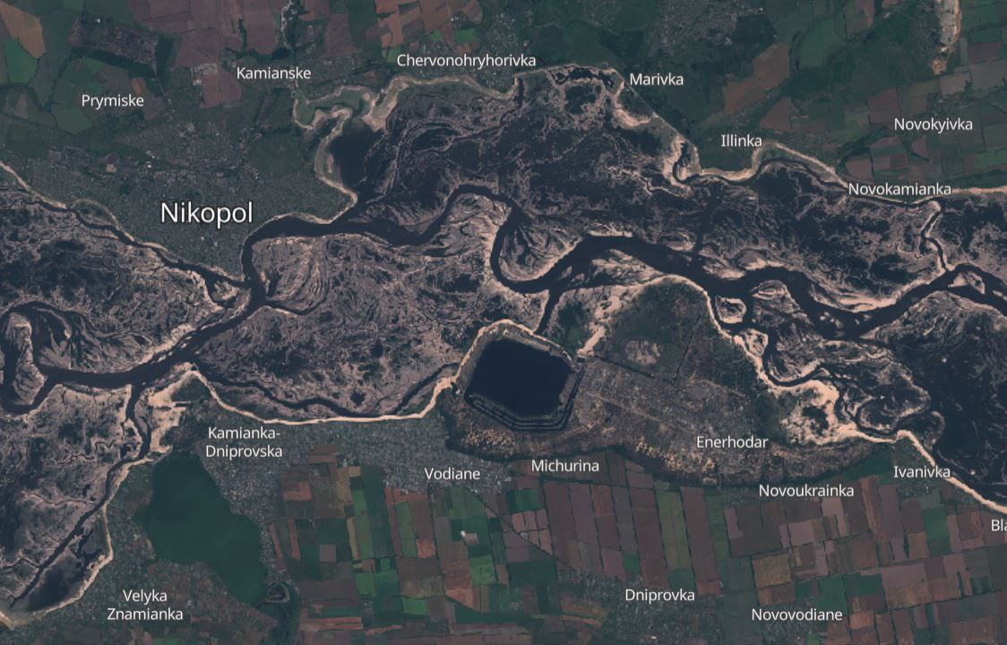 Спутниковый снимок реки Днепр