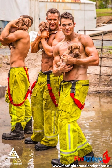 Взгляните на этих маленьких щенят. В сильных руках пожарных им надежно